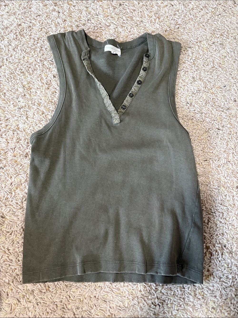 Gilded Intent Olive Ribbed Sleeveless V-Neck Tank